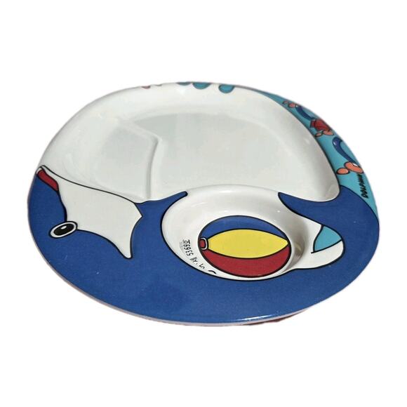 Nagao Children's Divided Sturdy Dinner Plate Dolphin Fish Melamine Korea HTF - Picture 8 of 10